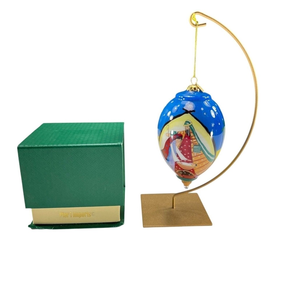 Li Bien Nativity with Wisemen Christmas Ornament Pier 1 Hand Painted + Box 2018